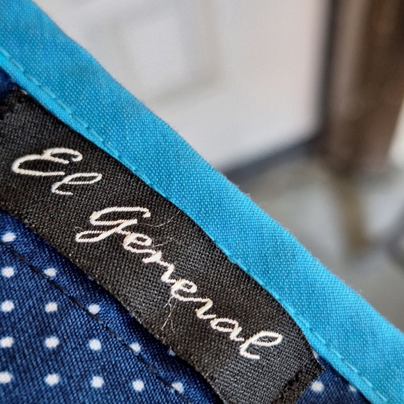 El General Shirt Cotton Navy Dotted Swiss SzXL Polyester Long Sleeve Collar/Cuff - Picture 4 of 13